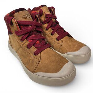 Keen Elena Mid Casual Winter Leather Sneakers Women Plaid Winter Toe Cap 7